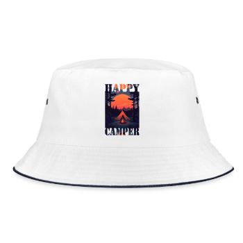 Happy Camper - Bucket Hat - Weiß/Navy - Vorne