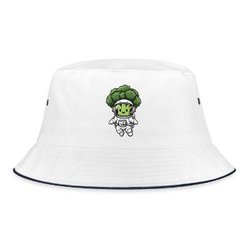 Broccoli Astronaut in Space Spaceship Vegetables - Bucket Hat - white/navy - Front