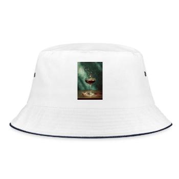 Emerald Splash Cocktail Vintage Art - Bucket Hat - white/navy - Front