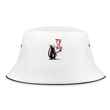 Kater paints TV is bad - Bucket Hat - white/navy - Front