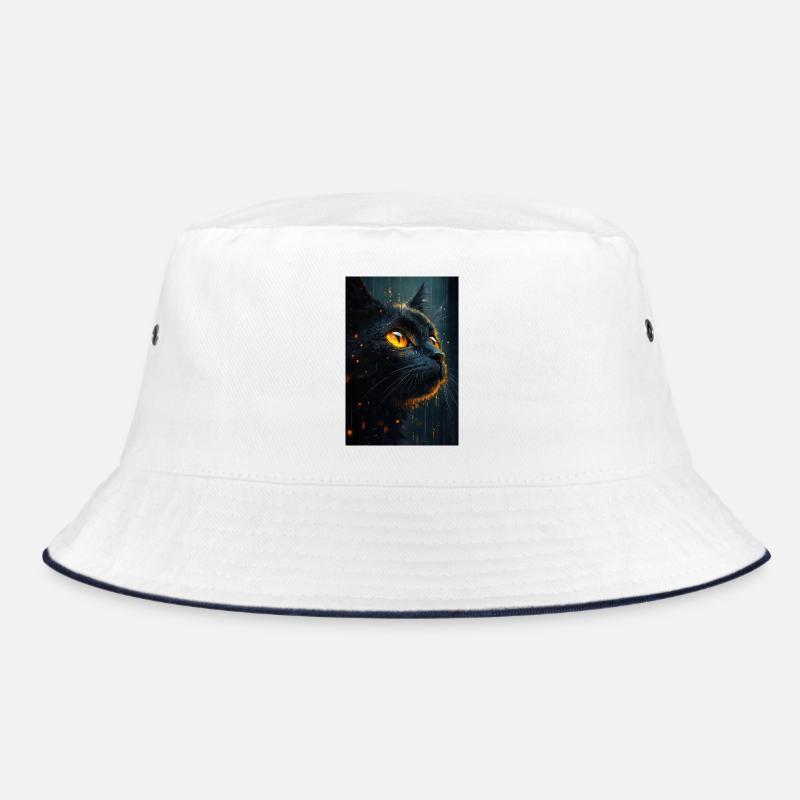 Illustration einer Katze - Bucket Hat - Weiß/Navy