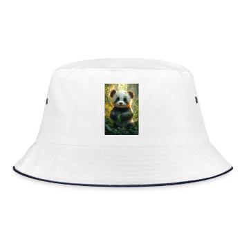 Illustration eines Pandas - Bucket Hat - Weiß/Navy - Vorne