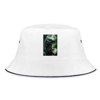 Illustration einer Schlange - Bucket Hat - Weiß/Navy - Vorne