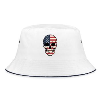 Powerful Skull Skull USA Biker Freedom - Bucket Hat - white/navy - Front