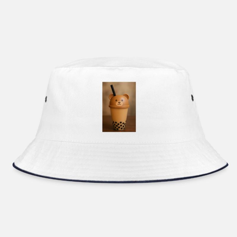 Bear Lid Bubble Tea Cup Design Bucket Hat
