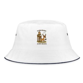 Zu früh für Beute, Zu spät für Kaffee - Bucket Hat - Weiß/Navy - Vorne