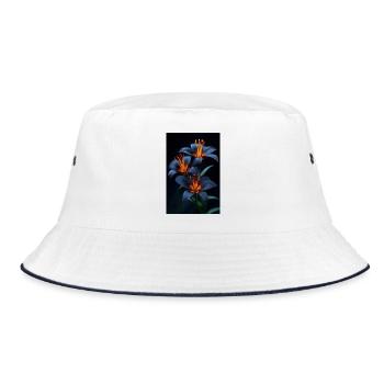 Lys bleus avec floraison nocturne centrale orange - Bob - blanc/marine - Devant