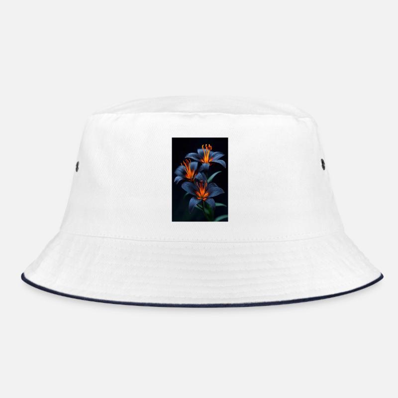 Lys bleus avec floraison nocturne centrale orange Bob