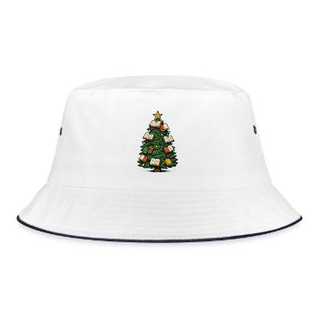 Book Tree Christmas Decoration Christmas Tree - Bucket Hat - white/navy - Front