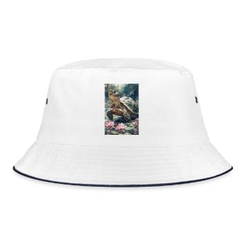 Illustration einer Schildkröte - Bucket Hat - Weiß/Navy - Vorne