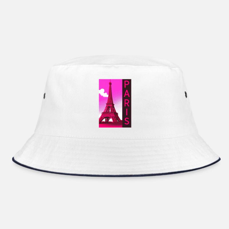 Paris Pink Eiffel Turm Retro Bucket Hat