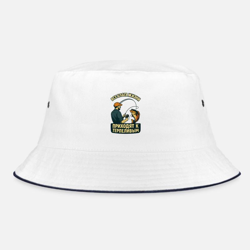 Held am Wasser, Сила рыбака - Bucket Hat - Weiß/Navy