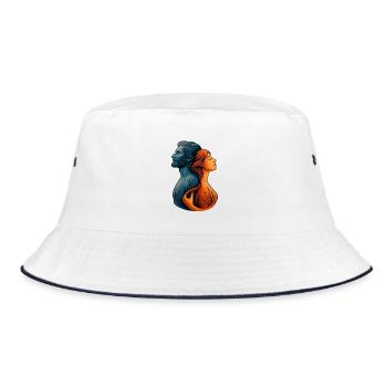 Couple of water and fire turned over with tree roots - Bucket Hat - white/navy - Front
