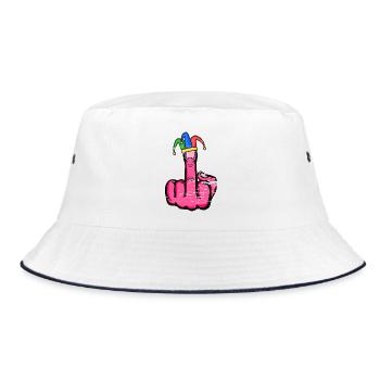 Mittelfinger Stingerfinger Karneval - Bucket Hat - Weiß/Navy - Vorne