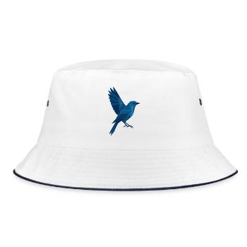 Oiseau bleu géométrique / Aile gauche - Bob - blanc/marine - Devant