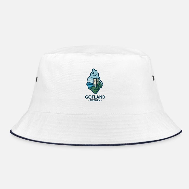 Gotland Visby Castle on the coast - Bucket Hat - white/navy