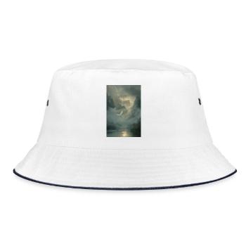 Mistbound Flight Over Mountain Veil - Bucket Hat - white/navy - Front