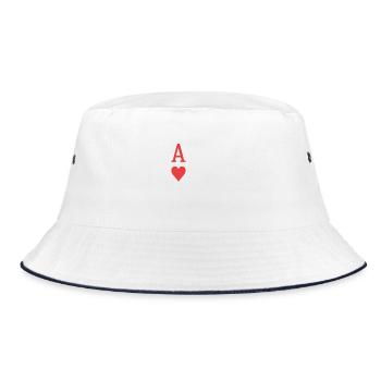Red Ace of Hearts on Black Background - Bucket Hat - white/navy - Front