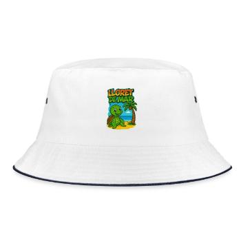 Lloret de Mar turtle cartoon beach - Bucket Hat - white/navy - Front