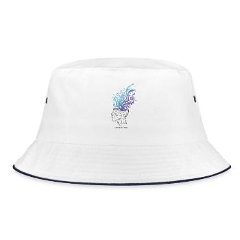 Creative Mind – Abstract Brain Illustration - Bucket Hat - white/navy - Front