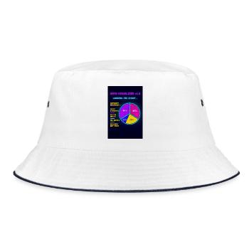 Neon-Tortendiagramm Retro Visuell - Bucket Hat - Weiß/Navy - Vorne