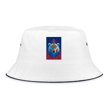 Blue Bear Mandala - Bucket Hat - white/navy - Front