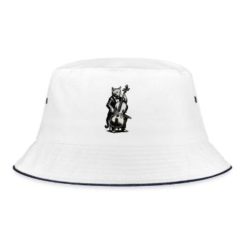 Katzencellist im Smoking - Bucket Hat - Weiß/Navy - Vorne