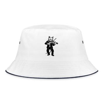 Cat violinist in an elegant suit - Bucket Hat - white/navy - Front