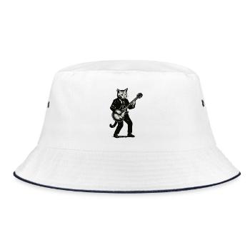 Cat guitarist in suit with guitar - Bucket Hat - white/navy - Front