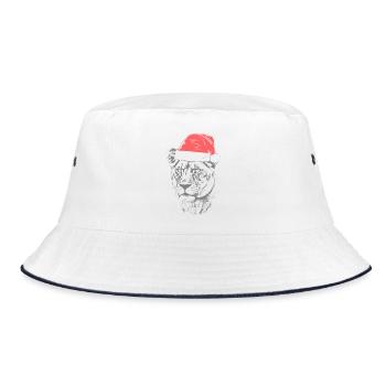 Löwin Weihnachtsmütze - Bucket Hat - Weiß/Navy - Vorne
