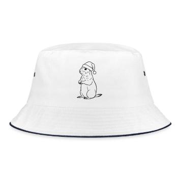 Christmas Meerkat with Hat – Cute Design - Bucket Hat - white/navy - Front