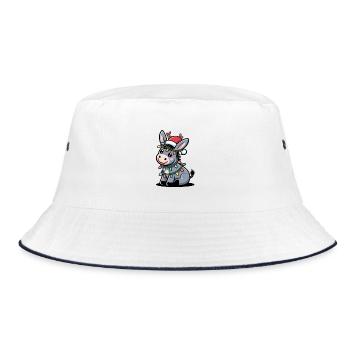 Esel Elfe Weihnachten - Bucket Hat - Weiß/Navy - Vorne