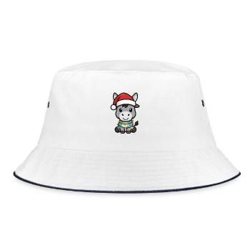 Esel Elfe Xmas Lustiges Weihnachtsgeschen - Bucket Hat - Weiß/Navy - Vorne