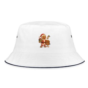 Mannele Alsace Christmas Gingerbread Pretzels - Bucket Hat - white/navy - Front