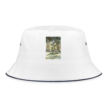 Forest light in the watercolor forest - Bucket Hat - white/navy - Front