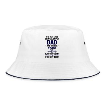 Heart + Cycling – Super Papa Cyclist - Bucket Hat - white/navy - Front