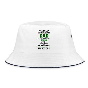 Herz + Golf – Super Papa Golfer - Bucket Hat - white/navy - Front