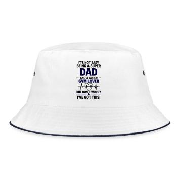 Heart + Strength Training – Super Papa Muscle Man - Bucket Hat - white/navy - Front