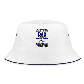 Herz + Snowboard – Super Papa Snowboarder - Bucket Hat - white/navy - Front