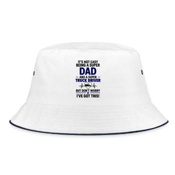 Heart + Truck Driver – Super Dad Professional Driver - Bucket Hat - white/navy - Front