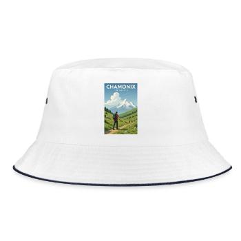 Alpenwanderer vor Mont Blanc - Bucket Hat - Weiß/Navy - Vorne