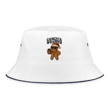 Gangsta Wrapper Weihnachten Humor Gingerbread - Bucket Hat - Weiß/Navy - Vorne