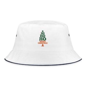 Hohoho Hippie 70s Retro Weihnachten - Bucket Hat - Weiß/Navy - Vorne