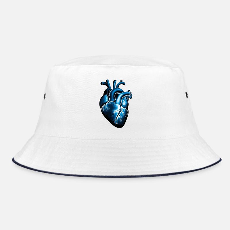 Anatomisches Herz in Blau mit Lebhaften Adern Bucket Hat