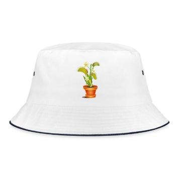 Venusfliegenfalle im Topf – bunte Illustration - Bucket Hat - Weiß/Navy - Vorne