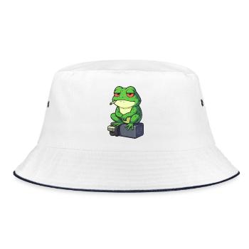 Frosch Entspann dich mit einer Zigarette - Bucket Hat - Weiß/Navy - Vorne
