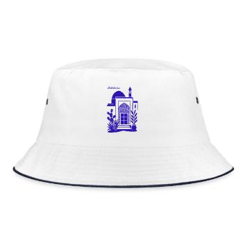 Uzbekistan Architektur Blau Silhouette - Bucket Hat - Weiß/Navy - Vorne