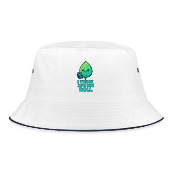 Leaf Tech Pun I Think I'm on a Roll - Bucket Hat - Weiß/Navy - Vorne