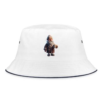 Grumpy Winter Grandpa with Coffee Mug Santa - Bucket Hat - white/navy - Front