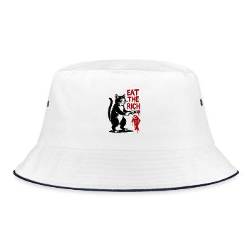 Cat Graffiti: Fish Hunting Font - Bucket Hat - white/navy - Front